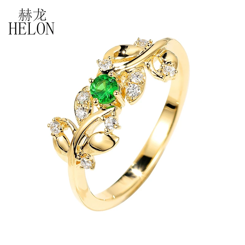 HELON Solid 18K Yellow Gold Genuine Natural Emerald Diamonds Engagement Wedding Ring Women Trendy Leaf style Fine Jewelry
HELON Solid 18K Yellow Gold Genuine Natural Emerald Diamonds Engagement Wedding Ring Women Trendy Leaf style Fine Jewelry