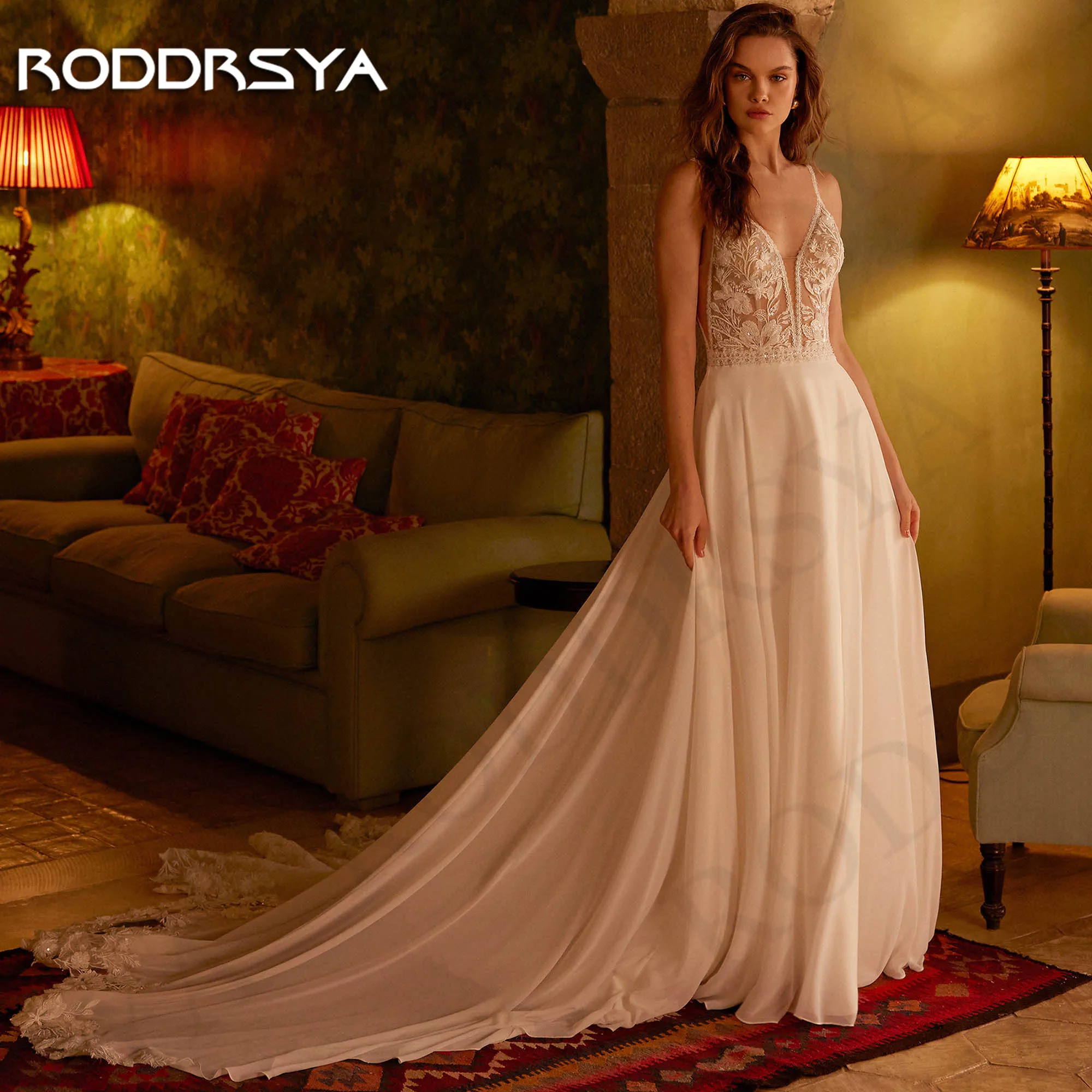 RODDRSYA Elegant Lace Chiffon Wedding Dress Bridal vestidos novias boda Beach Backless Appliques Bride Dresses A Line Illusion
RODDRSYA Elegant Lace Chiffon Wedding Dress Bridal vestidos novias boda Beach Backless Appliques Bride Dresses A Line Illusion