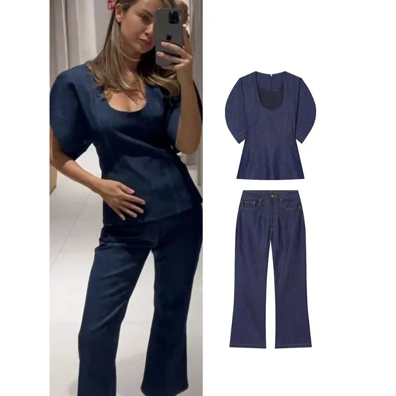 ZHIO Casual Denim Top Pants Sets For Women Short Puff Sleeve Zipper Shirt Slim Fit Trousers Set Female 2026 Summer Outfits
ZHIO Casual Denim Top Pants Sets For Women Short Puff Sleeve Zipper Shirt Slim Fit Trousers Set Female 2026 Summer Outfits