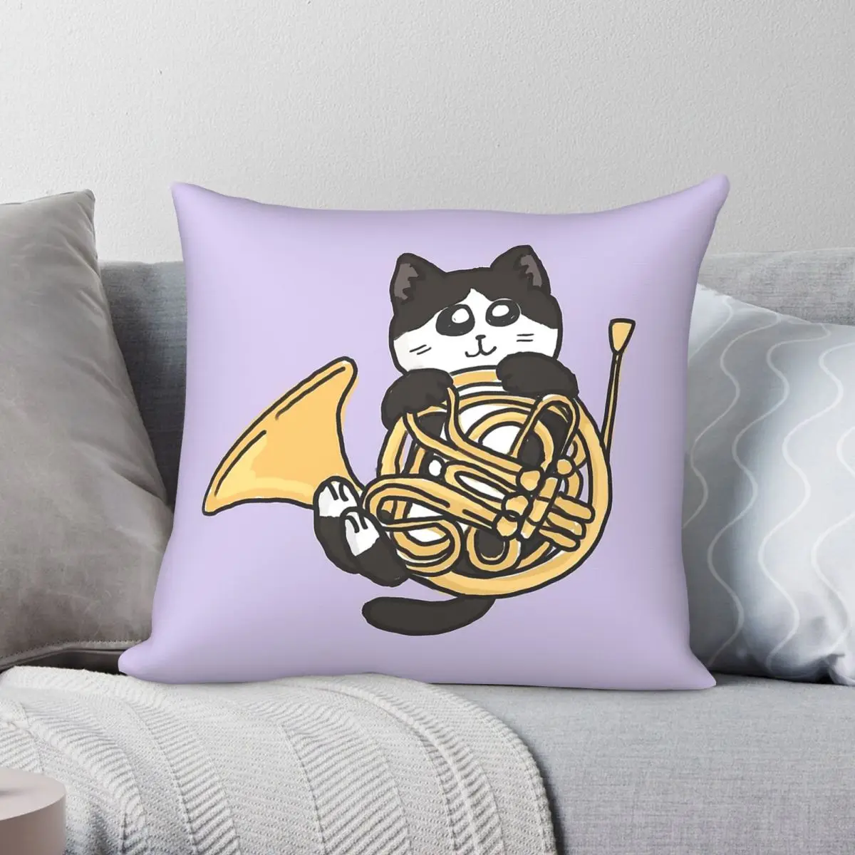 French Horn Tuxedo Cat Square Pillowcase Polyester Linen Velvet Creative Zip Decorative Bed Cushion Cover 18"
French Horn Tuxedo Cat Square Pillowcase Polyester Linen Velvet Creative Zip Decorative Bed Cushion Cover 18"