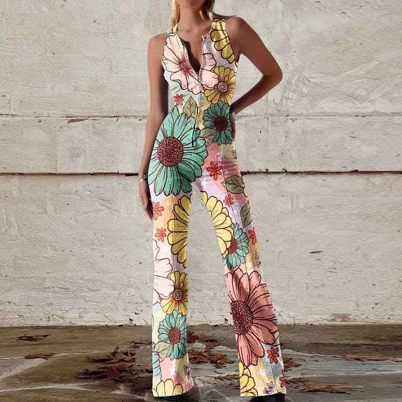 Fashion O-neck Zip Slim Long Romper Lady Sexy Sleeveless Backless Hollow Party Jumpsuit Elegant Personality Print Waist Playsuit
Fashion O-neck Zip Slim Long Romper Lady Sexy Sleeveless Backless Hollow Party Jumpsuit Elegant Personality Print Waist Playsuit