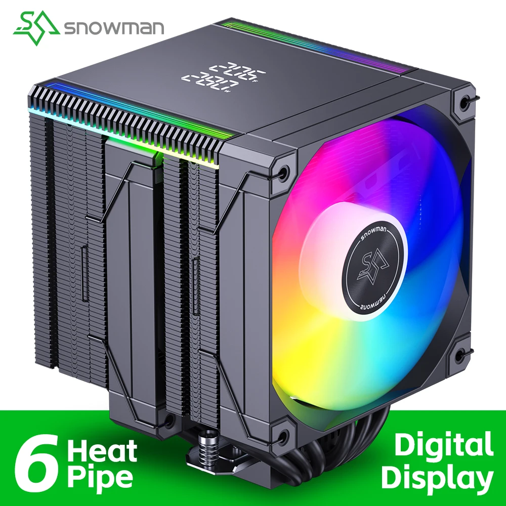 SNOWMAN MT660-V4D Air CPU Cooler Digital display 6 Heat Pipes fan CPU Cooling Intel LGA 1700 2011 1200 1155 X79 X99 AMD AM5 AM4
SNOWMAN MT660-V4D Air CPU Cooler Digital display 6 Heat Pipes fan CPU Cooling Intel LGA 1700 2011 1200 1155 X79 X99 AMD AM5 AM4