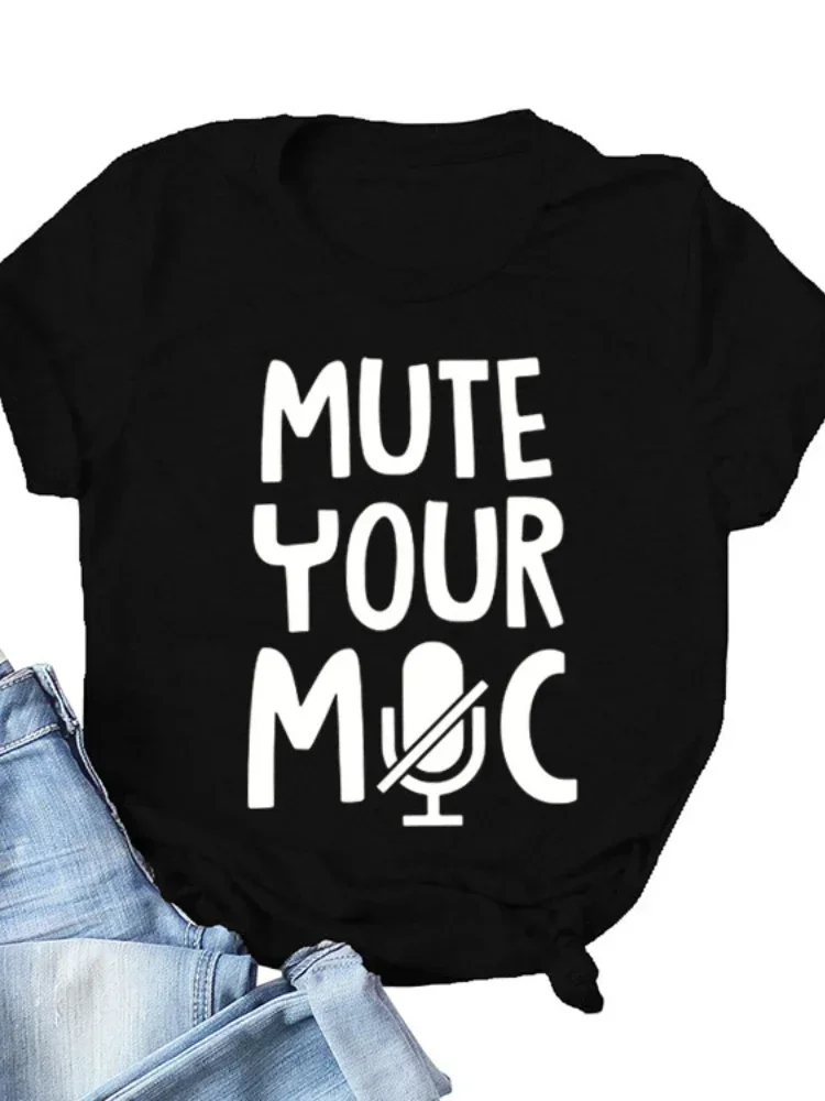 Женская футболка с буквенным принтом Mute Your Mic, женская футболка с коротким рукавом, топы, одежда Camisetas Mujer, женская футболка
Женская футболка с буквенным принтом Mute Your Mic, женская футболка с коротким рукавом, топы, одежда Camisetas Mujer, женская футболка