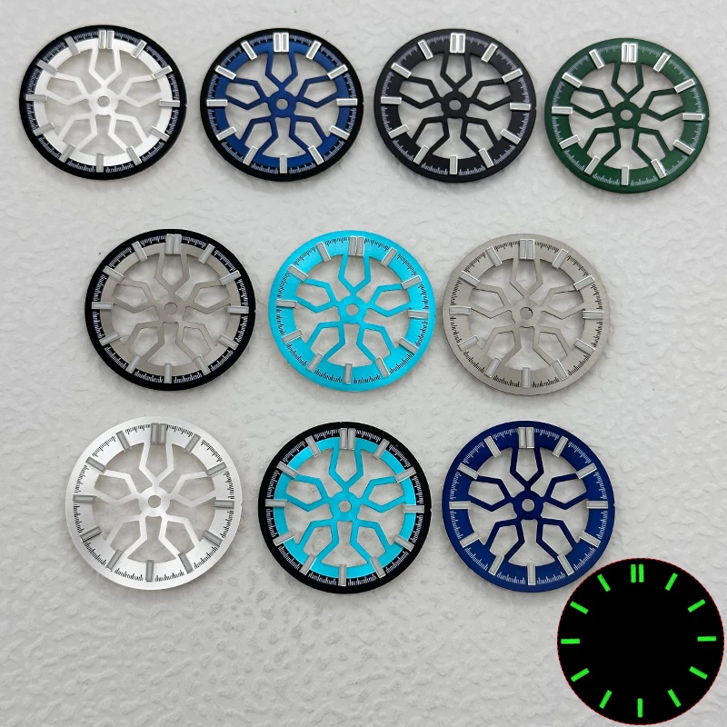 28.5 mm Dial NH38 Dial Sunburst Green Luminous Dial Fit NH38 and NH70 Movements Crown Position 3.0 Watch Dial Replacement Part
28.5 mm Dial NH38 Dial Sunburst Green Luminous Dial Fit NH38 and NH70 Movements Crown Position 3.0 Watch Dial Replacement Part