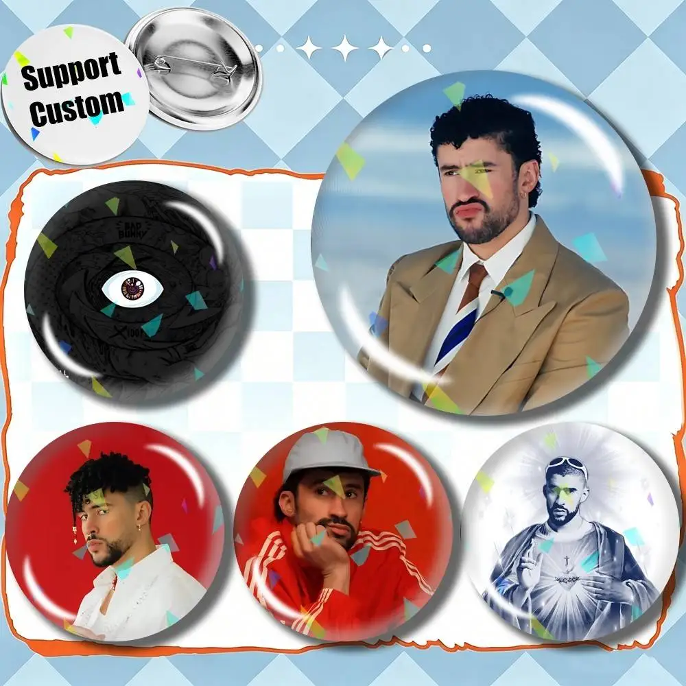 Latin Trap KING B-Bad BunnyS Customizable Round Brooch Pins, Personalized Badges With Broken Glass Design Fashion Accessory
Latin Trap KING B-Bad BunnyS Customizable Round Brooch Pins, Personalized Badges With Broken Glass Design Fashion Accessory