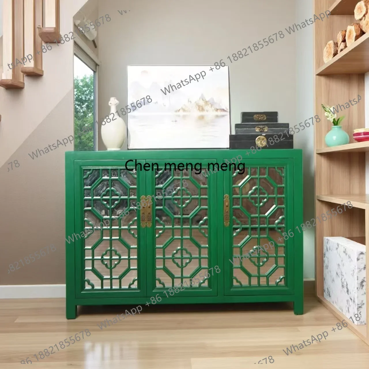cc182Chinese retro green solid wood dining side cabinet hollow carved locker locker
cc182Chinese retro green solid wood dining side cabinet hollow carved locker locker