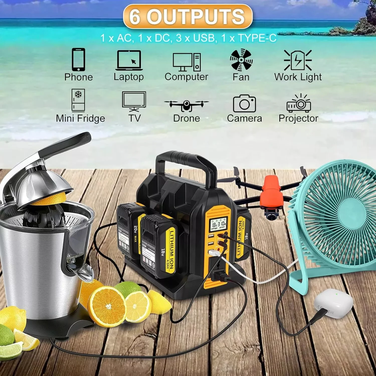 350W Power Inverter for Dewalt 20v 60v Battery 4-Ports DC 20V to AC 120V/220-230V Pure Sine Wave Inverter with 300LM LED Light
350W Power Inverter for Dewalt 20v 60v Battery 4-Ports DC 20V to AC 120V/220-230V Pure Sine Wave Inverter with 300LM LED Light