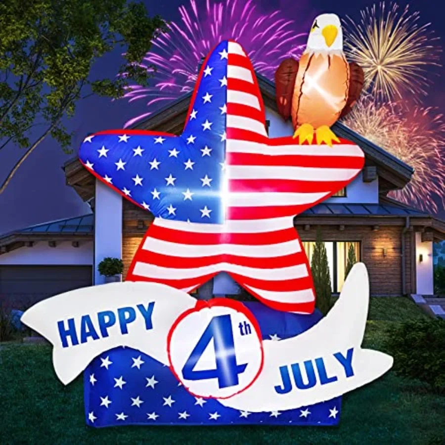 4th of July inflatable decoration for yard and garden: star-spangled flying bald eagle with built-in LEDs, red-white-blue patri
4th of July inflatable decoration for yard and garden: star-spangled flying bald eagle with built-in LEDs, red-white-blue patri