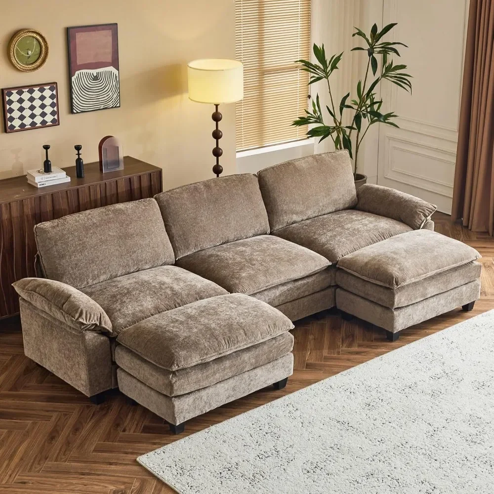 Sectional Sofa Modular Deep Seat Sofa Couch with Ottoman, Chenille Sofa Sleeper Comfy Upholstered Furniture
Sectional Sofa Modular Deep Seat Sofa Couch with Ottoman, Chenille Sofa Sleeper Comfy Upholstered Furniture