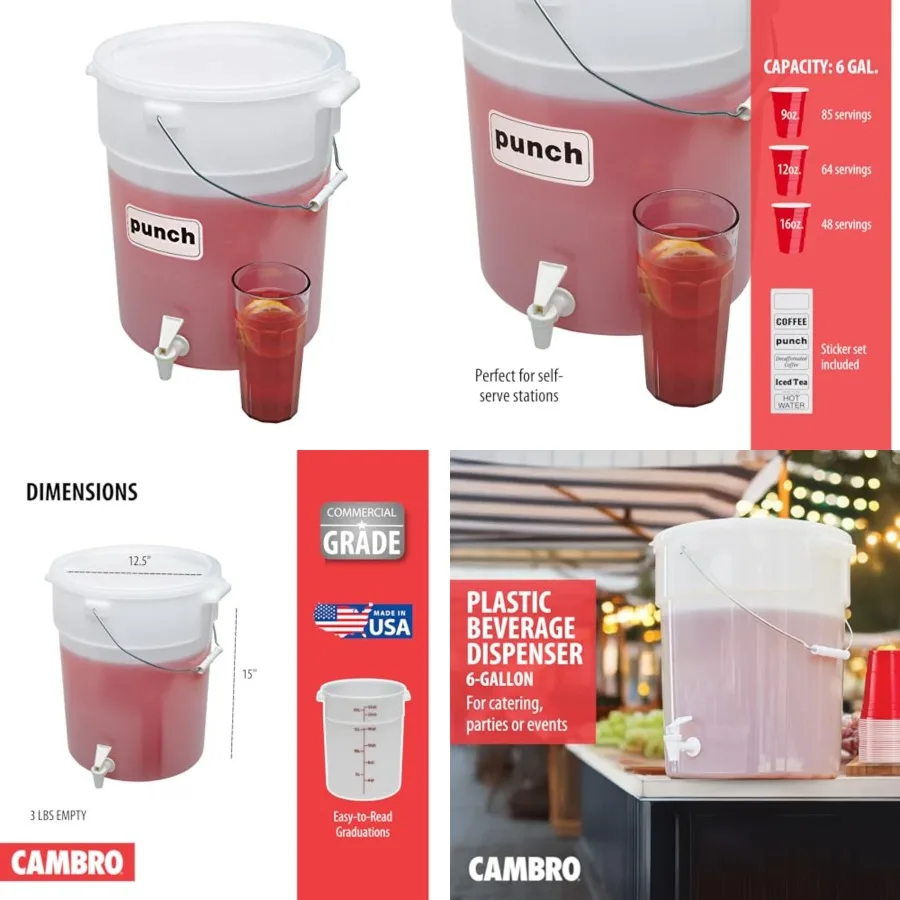 DSPR6148 SIX-GALLON 22, 7 L BEVERAGE DISPENSER, White, 22 Quart Case of 1
DSPR6148 SIX-GALLON 22, 7 L BEVERAGE DISPENSER, White, 22 Quart Case of 1