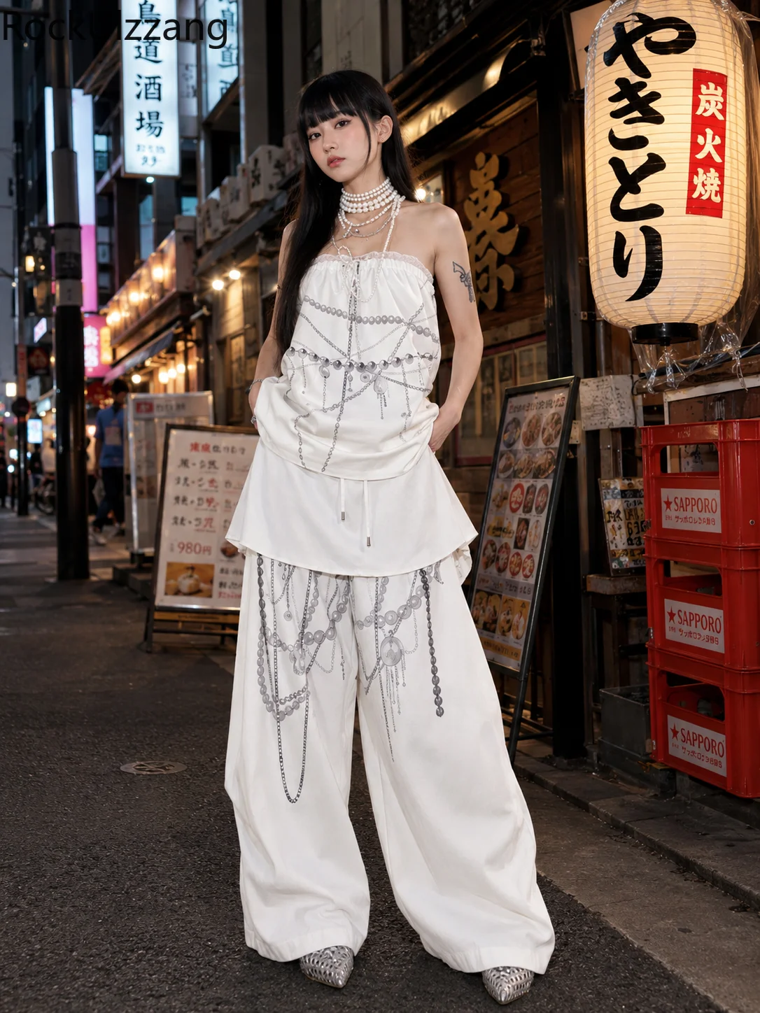 Women Streetwear 2 Piece Set Strapless Chain Print Tube Top Wide Leg Pants Harajuku Outfit Summer Clothing Suits loose trouser
Women Streetwear 2 Piece Set Strapless Chain Print Tube Top Wide Leg Pants Harajuku Outfit Summer Clothing Suits loose trouser