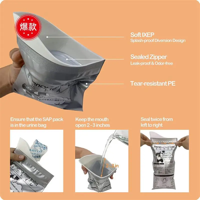 80Pcs Disposable Urinal Bags,700ML Emergency Mini Toilet For Camping Road Trip Jam, Urine Bag Pee Bags Travel Urinals
80Pcs Disposable Urinal Bags,700ML Emergency Mini Toilet For Camping Road Trip Jam, Urine Bag Pee Bags Travel Urinals
