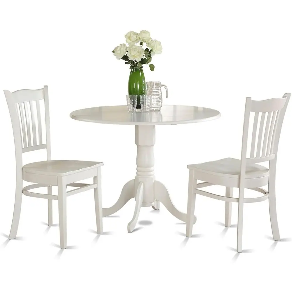 DR3-WHI-W 3 Piece Dining Table Set or Small Spaces Contains a Round Dining Room Table with Droplea and 2 Wood Seat Chairs, 42x42
DR3-WHI-W 3 Piece Dining Table Set or Small Spaces Contains a Round Dining Room Table with Droplea and 2 Wood Seat Chairs, 42x42