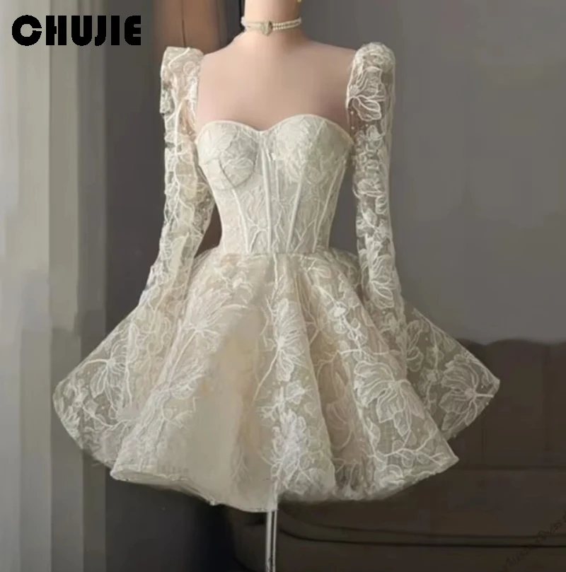 Customize White 3D Flowers Mini Wedding Dress Detachable Puffy Sleeves Train vestidos de novia Cocktail Party Gown Bridal Dress
Customize White 3D Flowers Mini Wedding Dress Detachable Puffy Sleeves Train vestidos de novia Cocktail Party Gown Bridal Dress