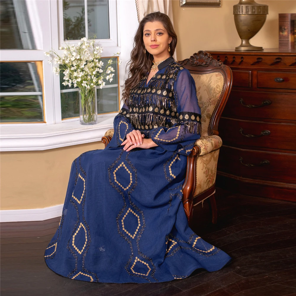 Women Abaya Vintage Sequins Embroidery Long Dresses Moroccan Maxi Robe Kaftan Muslim Islam Jalabiya Ramadan 2024 Party Evening
Women Abaya Vintage Sequins Embroidery Long Dresses Moroccan Maxi Robe Kaftan Muslim Islam Jalabiya Ramadan 2024 Party Evening