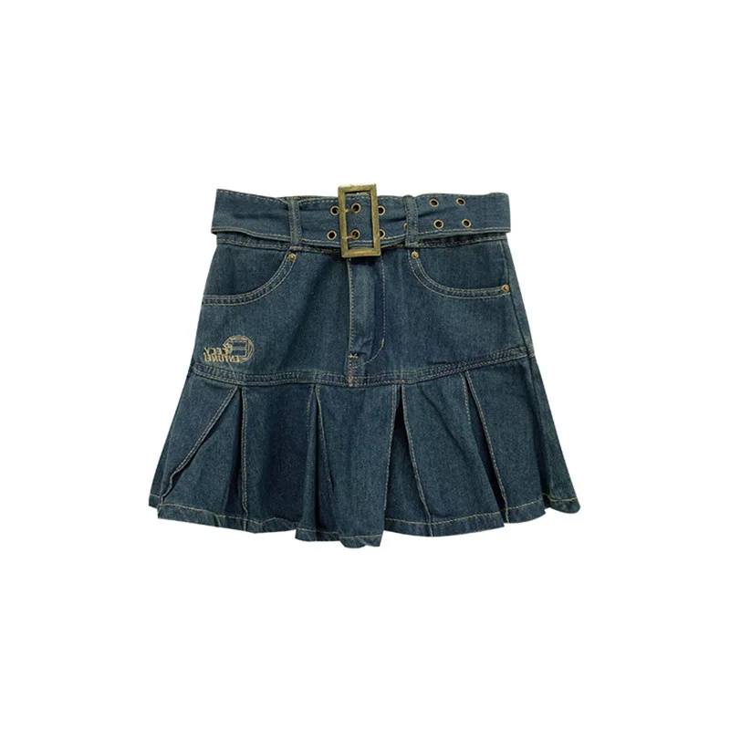 Retro Solid Color Washed Hottie Mini Skirts High Waist With Belt A-line Pleated Skirt 2025 Fashion New Denim Skirts For Women
Retro Solid Color Washed Hottie Mini Skirts High Waist With Belt A-line Pleated Skirt 2025 Fashion New Denim Skirts For Women