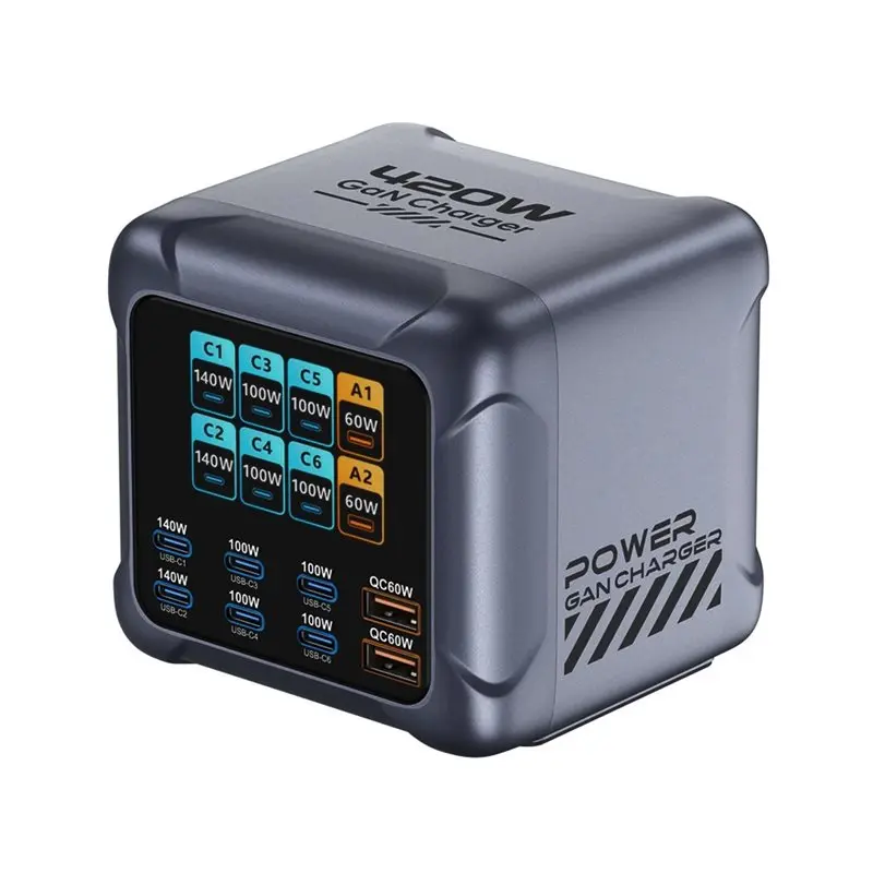 A23F-420W Gan Hub 8Ports USB Type C Digital Display Fast Charging Station For Smartphone-UK Plug
A23F-420W Gan Hub 8Ports USB Type C Digital Display Fast Charging Station For Smartphone-UK Plug