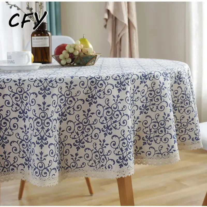 Cotton Linen Retro Round Tablecloth Blue and White Porcelain Lace Tablecloth Anti-stain Waterproof CoffeeTable Cloth Cover Towel
Cotton Linen Retro Round Tablecloth Blue and White Porcelain Lace Tablecloth Anti-stain Waterproof CoffeeTable Cloth Cover Towel
