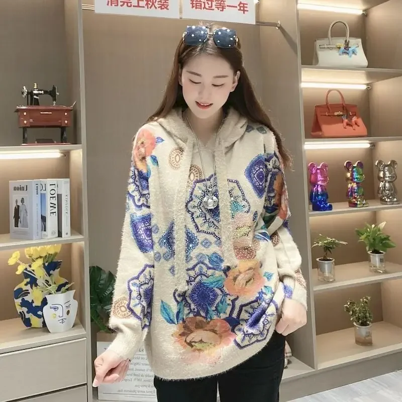 Модные вязаные толстовки для женщин, осень-зима, модные высококачественные винтажные пальто с капюшоном, вязаный пуловер из бисера, повседневные свободные топы Y2k
Модные вязаные толстовки для женщин, осень-зима, модные высококачественные винтажные пальто с капюшоном, вязаный пуловер из бисера, повседневные свободные топы Y2k