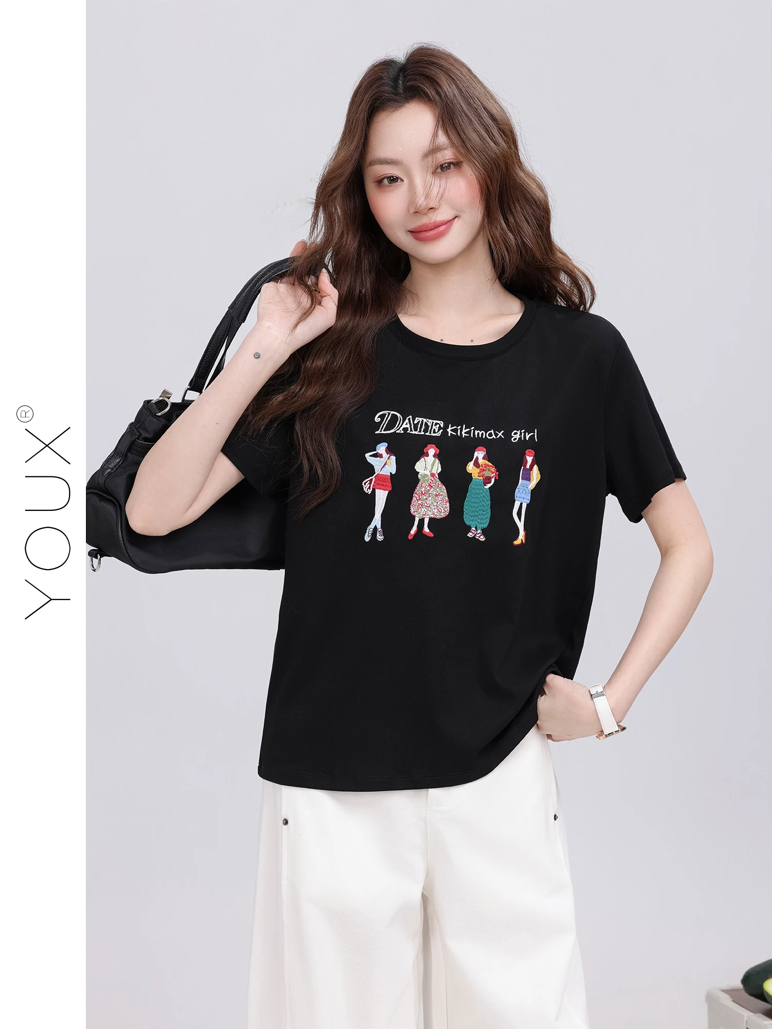 Fashionable Versatile round Neck T-Shirt Embroidered Cartoon Girl Summer New Arrival Breathable Cotton Polyester Blend Ladies...
Fashionable Versatile round Neck T-Shirt Embroidered Cartoon Girl Summer New Arrival Breathable Cotton Polyester Blend Ladies...