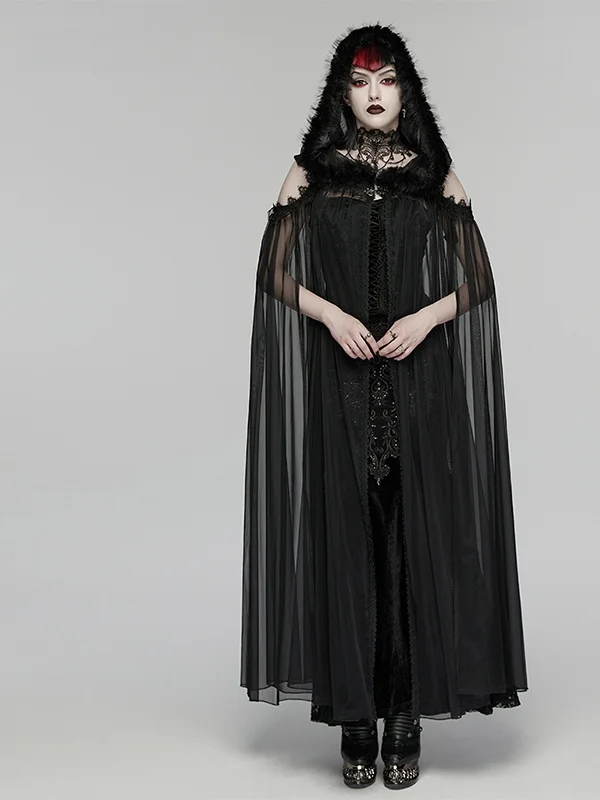 Gothic Style Long Lace See-through Hooded Cloak Women's Heavy Embroidery Outerwear Trendy Polyester Fiber Spring Season
Gothic Style Long Lace See-through Hooded Cloak Women's Heavy Embroidery Outerwear Trendy Polyester Fiber Spring Season