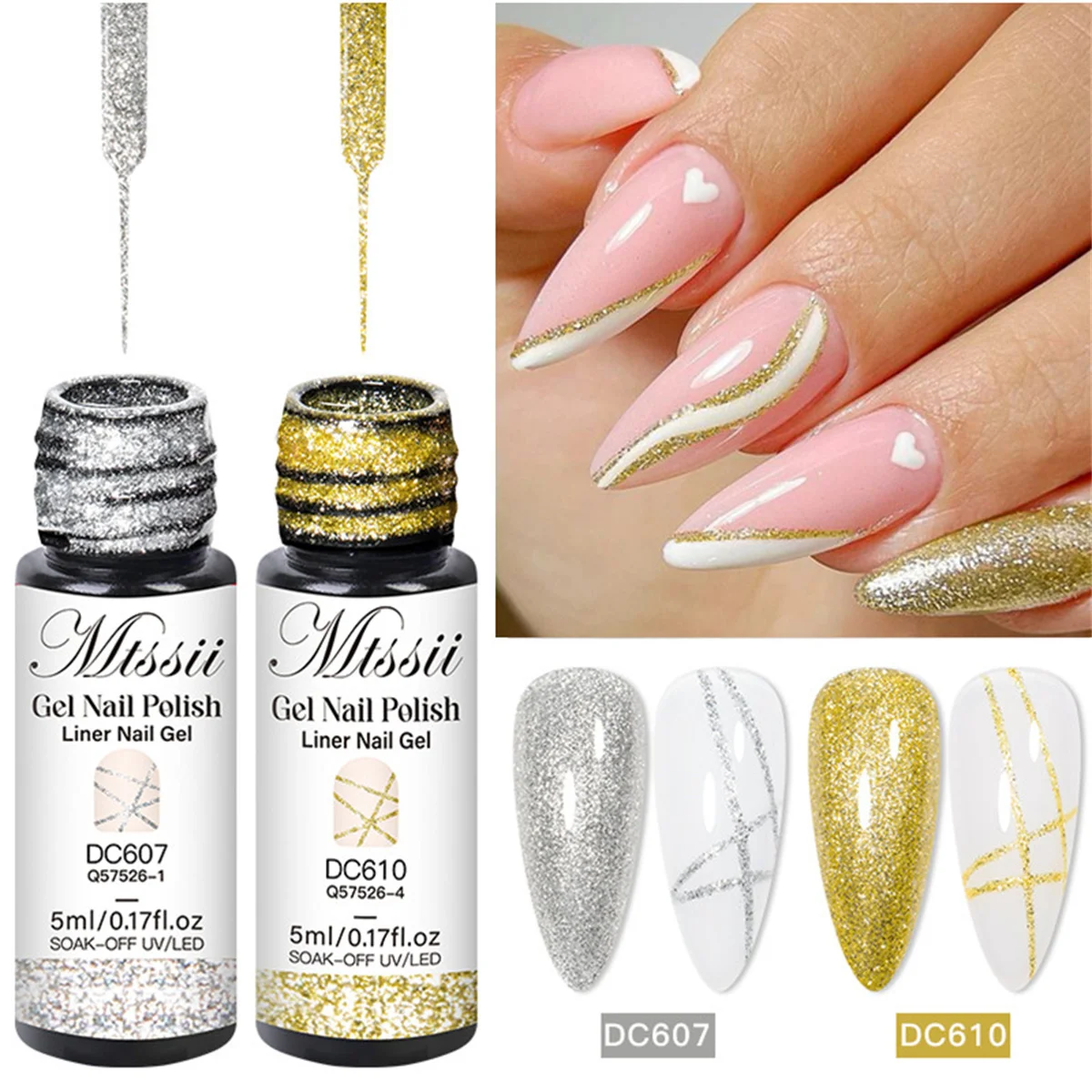 2/3/4/6pcs Platinum Glitter Liner Gel Nail Polish Set Gold Silver Sparkle Pull Line Gel Graffiti Painting Stripe DIY French Nail
2/3/4/6pcs Platinum Glitter Liner Gel Nail Polish Set Gold Silver Sparkle Pull Line Gel Graffiti Painting Stripe DIY French Nail
