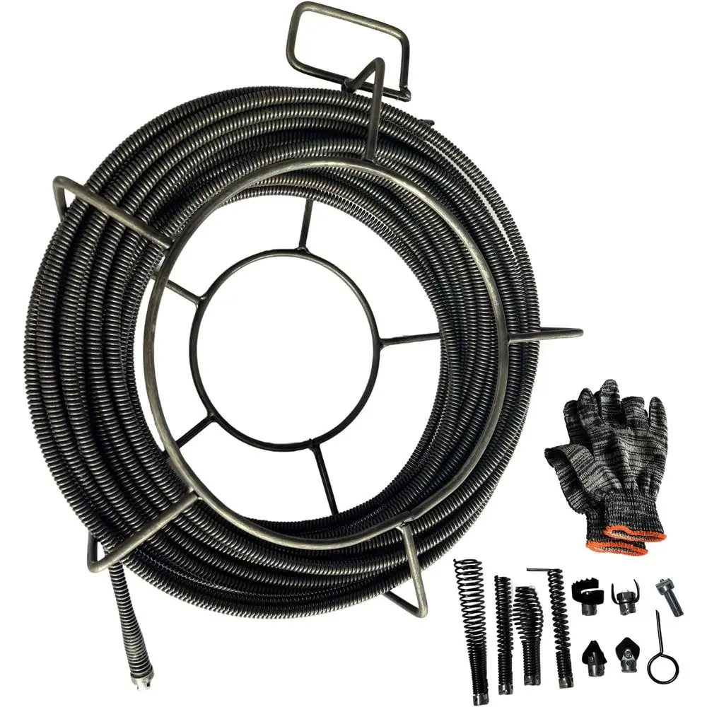 Drain Cleaning Cable 100 eet x 3/8 Inch, Hollow Core Steel Sewer Cable with 8 Cutter or 1.6" to 4" Pipes, Sewer Auger Cleaner Ca
Drain Cleaning Cable 100 eet x 3/8 Inch, Hollow Core Steel Sewer Cable with 8 Cutter or 1.6" to 4" Pipes, Sewer Auger Cleaner Ca