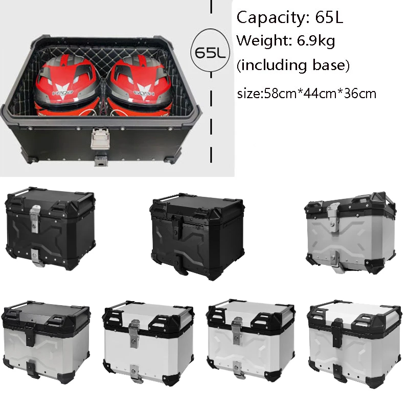 7 Types 65L Aluminum Alloy Motorcycle Box Rear Luggage Trunk Moto Top Case Helmet Key Lock Motorcycle Tail Box Suitcase
7 Types 65L Aluminum Alloy Motorcycle Box Rear Luggage Trunk Moto Top Case Helmet Key Lock Motorcycle Tail Box Suitcase