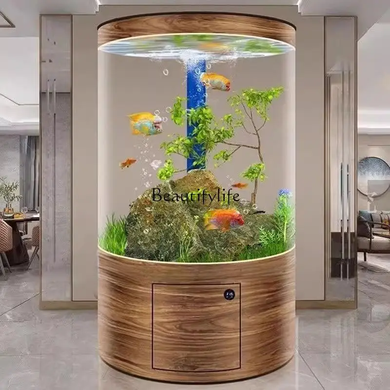 Super large goldfish tank living room double molding cylindrical hot bending no cleaning bottom filter
Super large goldfish tank living room double molding cylindrical hot bending no cleaning bottom filter