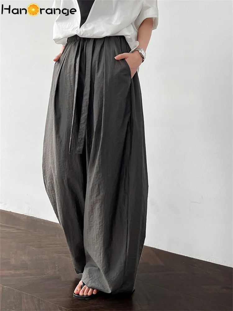 HanOrange 2025 Drawstring Wide Leg Pants Women Summer Loose Pleated Lace-up Curved Trousers Graphite Color/Black
HanOrange 2025 Drawstring Wide Leg Pants Women Summer Loose Pleated Lace-up Curved Trousers Graphite Color/Black
