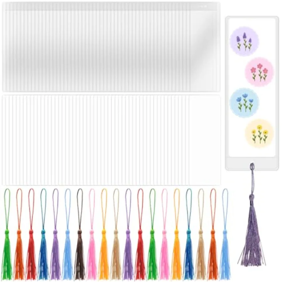 Blank Bookmarks Making Kit, 50 Pcs Paper Bookmark to Decorate, 50 Colorful Tassels, 50 Pcs Clear Bookmark Sleeves for DIY Book
Blank Bookmarks Making Kit, 50 Pcs Paper Bookmark to Decorate, 50 Colorful Tassels, 50 Pcs Clear Bookmark Sleeves for DIY Book