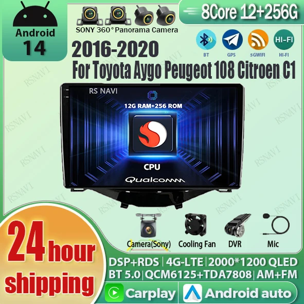 Android 14 Carplay Auto 2K Screen Car Radio Multimedia Player For Toyota Aygo Peugeot 108 2016 Autoradio Stereo 2din Head Unit
Android 14 Carplay Auto 2K Screen Car Radio Multimedia Player For Toyota Aygo Peugeot 108 2016 Autoradio Stereo 2din Head Unit