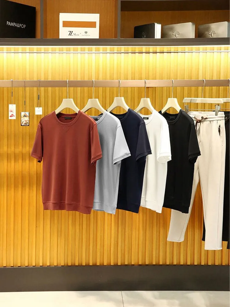 High-End Short-Sleeve Men's T-Shirt Luxury Silk-Matted Cotton Basic Summer Casual round Neck Top Skin-Friendly Breathable
High-End Short-Sleeve Men's T-Shirt Luxury Silk-Matted Cotton Basic Summer Casual round Neck Top Skin-Friendly Breathable