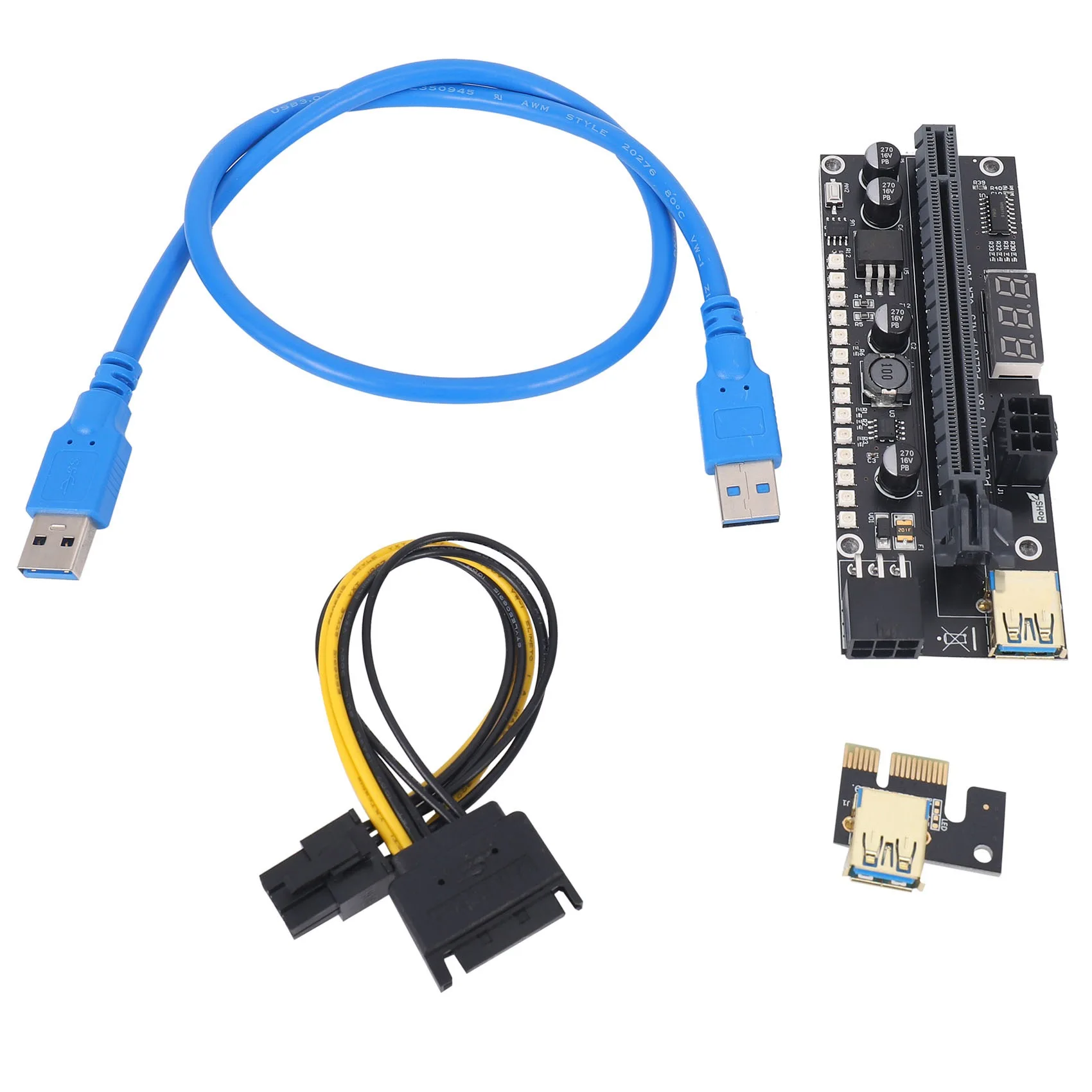 1 Pcs PCIE Riser 1X to 16X Graphic Extension Card with 3.3V Digital Meter Display and 3528 Colorful LED for BTC Mining
1 Pcs PCIE Riser 1X to 16X Graphic Extension Card with 3.3V Digital Meter Display and 3528 Colorful LED for BTC Mining