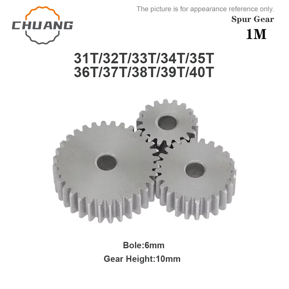 1 M Spur Gear Carbon Steel Material Cylindrical Gear Transmission Accessories 31T/32T/33T/34T/35T/36T/37T/38T/39T/40Teeth SC45#
1 M Spur Gear Carbon Steel Material Cylindrical Gear Transmission Accessories 31T/32T/33T/34T/35T/36T/37T/38T/39T/40Teeth SC45#
