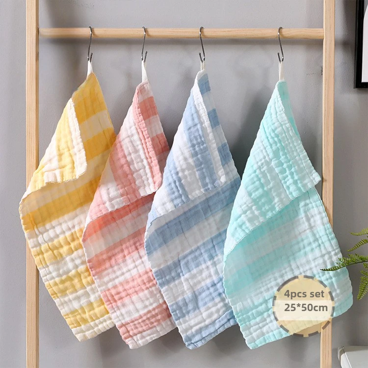 4pc Baby Towel Set 25X50cm Soft Cotton Kids Gauze Face Bath Towel 6 Layer Muslin Squares Gauze Burp Cloth Newborn Baby Items
4pc Baby Towel Set 25X50cm Soft Cotton Kids Gauze Face Bath Towel 6 Layer Muslin Squares Gauze Burp Cloth Newborn Baby Items