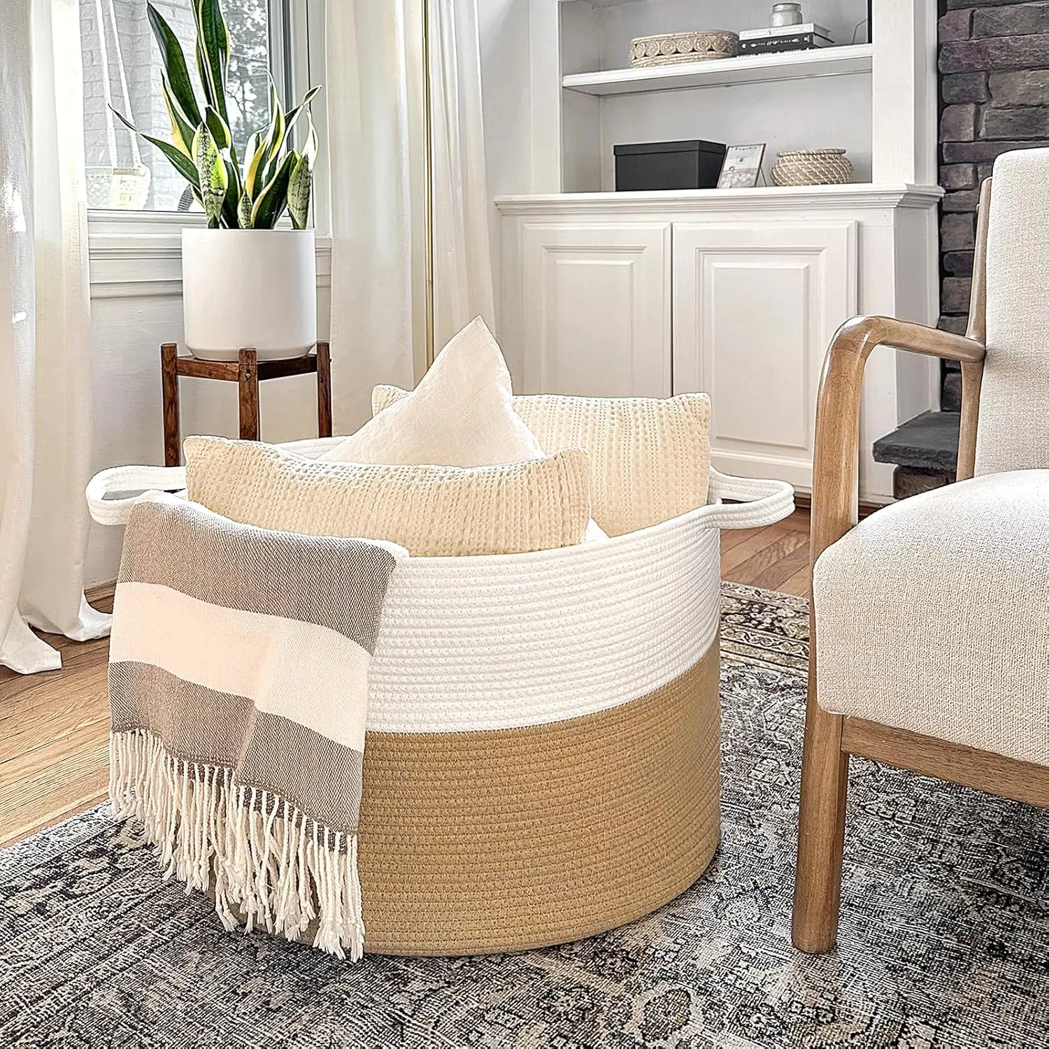 XXXLarge Jute Rope Basket 21.7" x 21.7" x 13.8" Woven Baby Laundry Basket for Blankets Toys
XXXLarge Jute Rope Basket 21.7" x 21.7" x 13.8" Woven Baby Laundry Basket for Blankets Toys