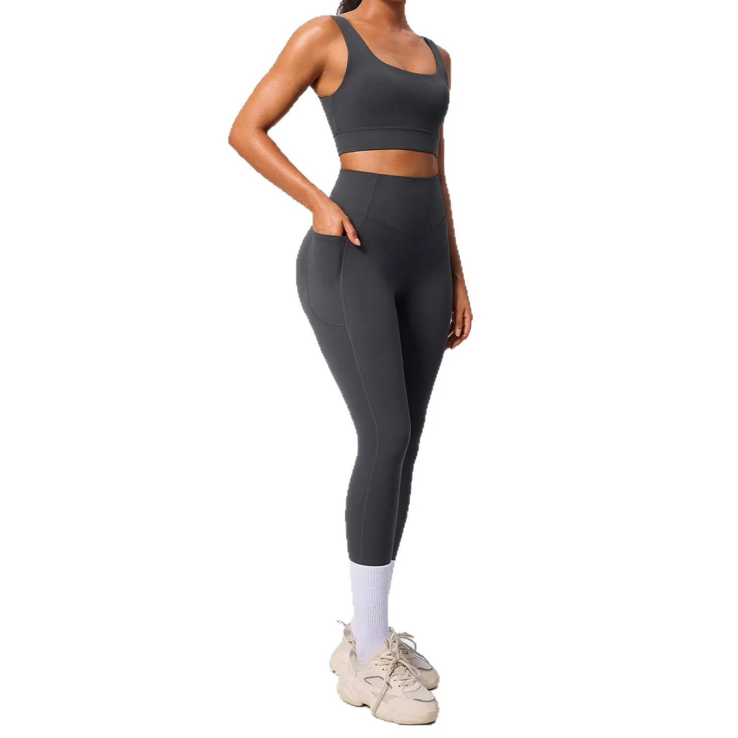 European and American New Body Sculpting Sports Suit Women's High Waist Abdominal Pocket Yoga Suit Elastic
European and American New Body Sculpting Sports Suit Women's High Waist Abdominal Pocket Yoga Suit Elastic