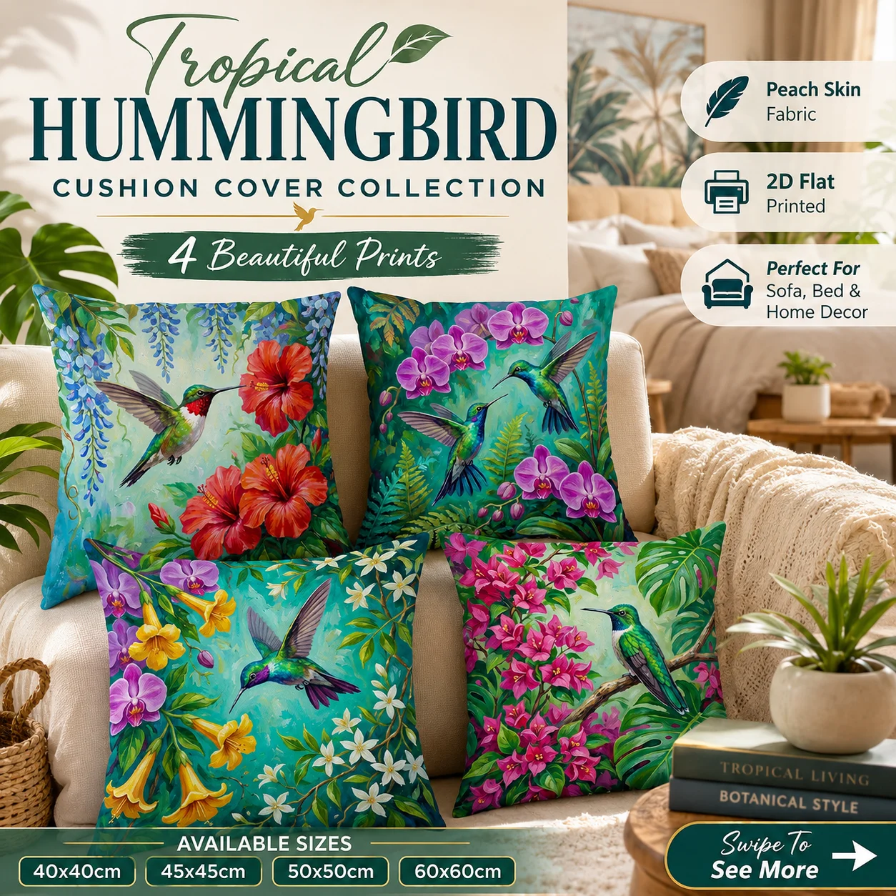 Tropical Hummingbird Pillowcase 2D Flat Printed Peach Skin Cushion Cover Floral Bird Throw Pillow Case Sofa Living Room Decor
Tropical Hummingbird Pillowcase 2D Flat Printed Peach Skin Cushion Cover Floral Bird Throw Pillow Case Sofa Living Room Decor