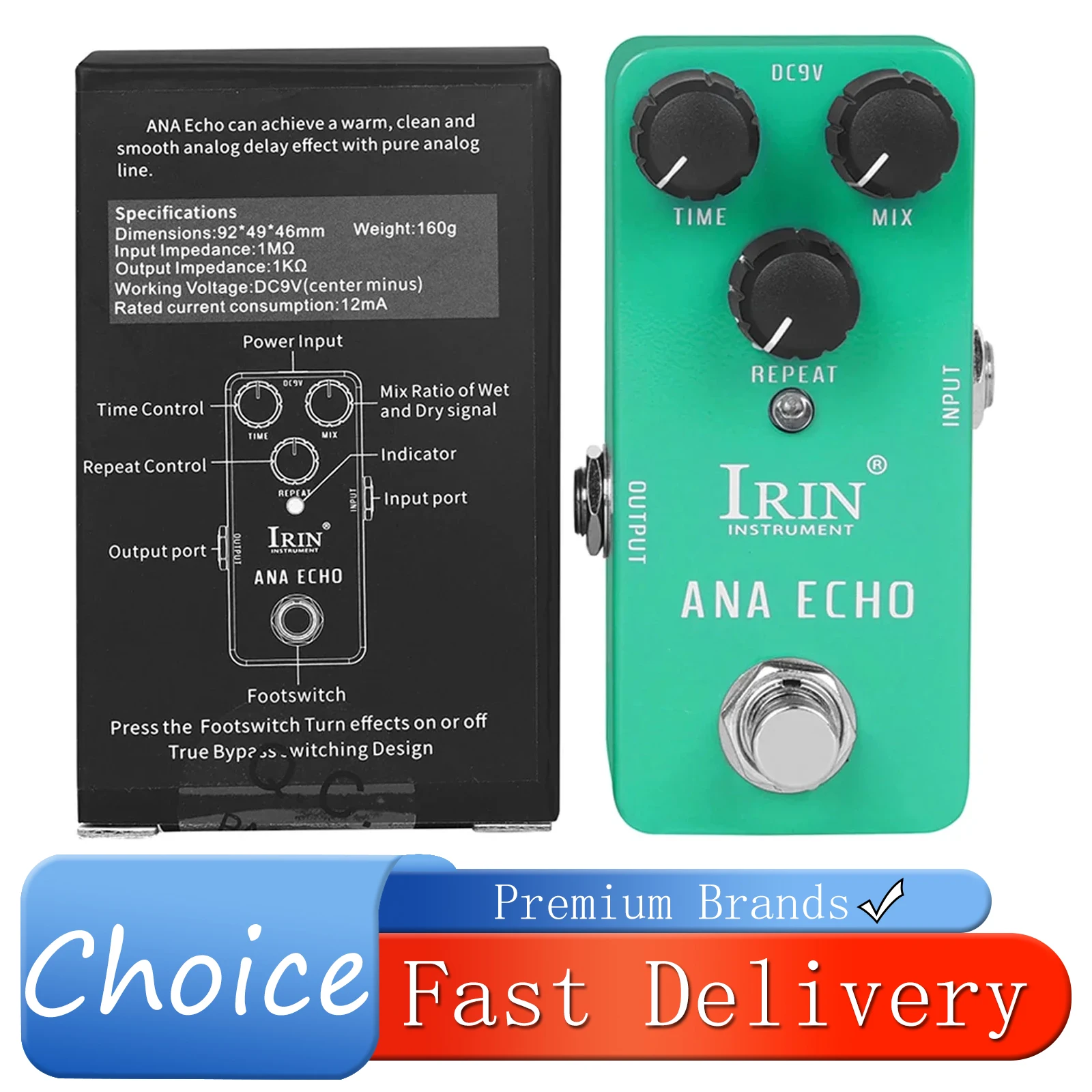 IRIN Ana Echo Guitar Effect Pedal Smooth Analog Delay Effects True Bypass Pure Analog Line Pedals RS-10 Electric Guitar Parts
IRIN Ana Echo Guitar Effect Pedal Smooth Analog Delay Effects True Bypass Pure Analog Line Pedals RS-10 Electric Guitar Parts