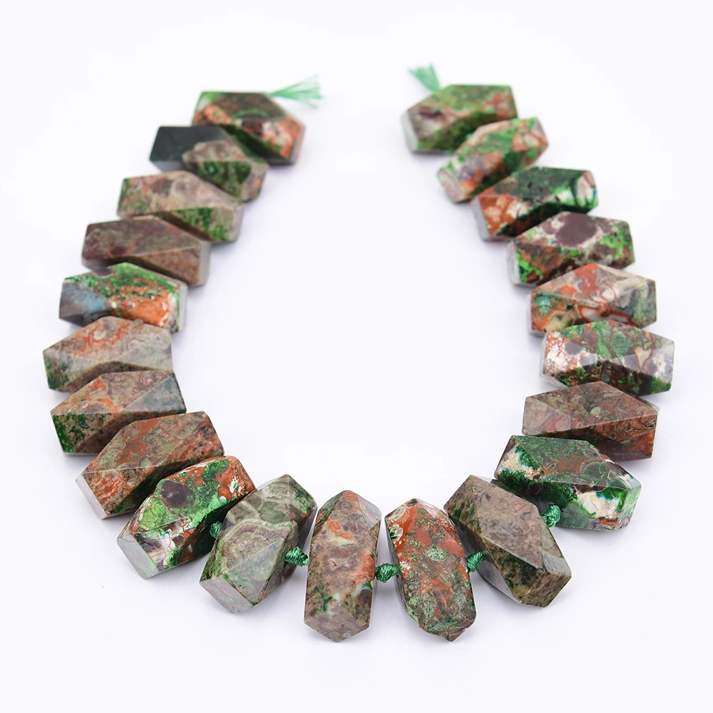 APDGG Large Size 15x31mm Natural Mix Green Ocean Jasper Stone Hand Cutting Nugget Loose Pendant Beads 16'' Strand Jewelry DIY
APDGG Large Size 15x31mm Natural Mix Green Ocean Jasper Stone Hand Cutting Nugget Loose Pendant Beads 16'' Strand Jewelry DIY