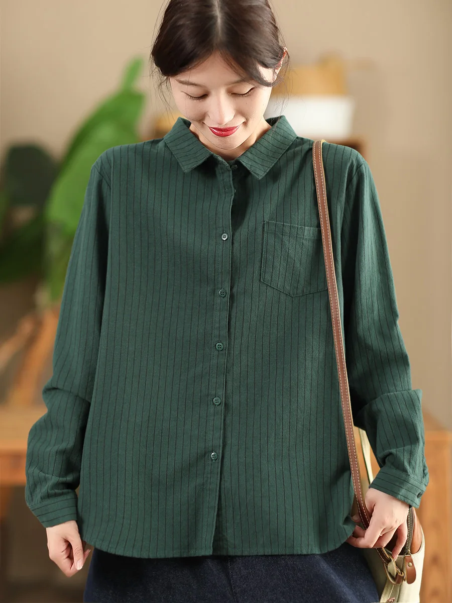 Осенняя женская хлопковая рубашка в полоску с длинным рукавом в стиле ретро, с отложным воротником, повседневный топ Garden Beau Ele Commute Sle
Осенняя женская хлопковая рубашка в полоску с длинным рукавом в стиле ретро, с отложным воротником, повседневный топ Garden Beau Ele Commute Sle