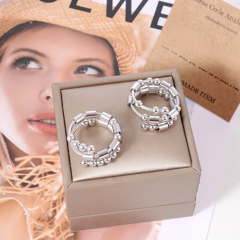 Handmade Anxiety Ring Spinning Beads Morse Code Stainless Steel Rings for Women Gift for Friends and Family Jewelry
Handmade Anxiety Ring Spinning Beads Morse Code Stainless Steel Rings for Women Gift for Friends and Family Jewelry
