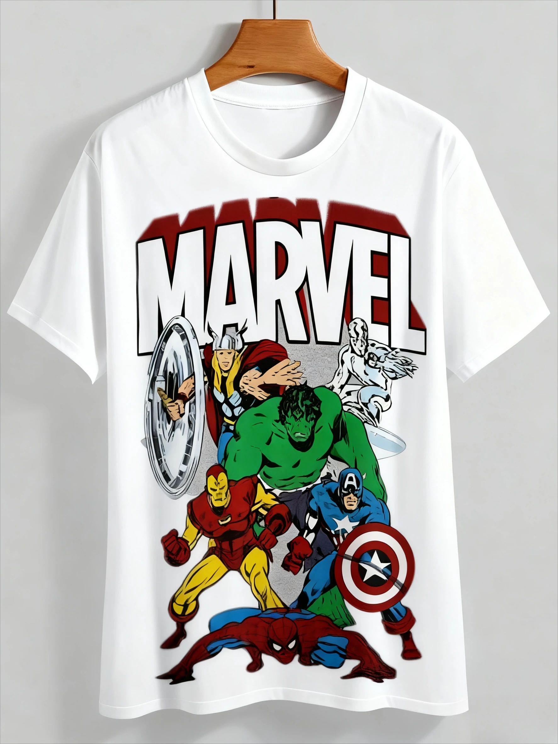 Marvel Hero Collection 3D printed T-shirt with vector art pattern for men and women, casual polyester short-sleeved
Marvel Hero Collection 3D printed T-shirt with vector art pattern for men and women, casual polyester short-sleeved