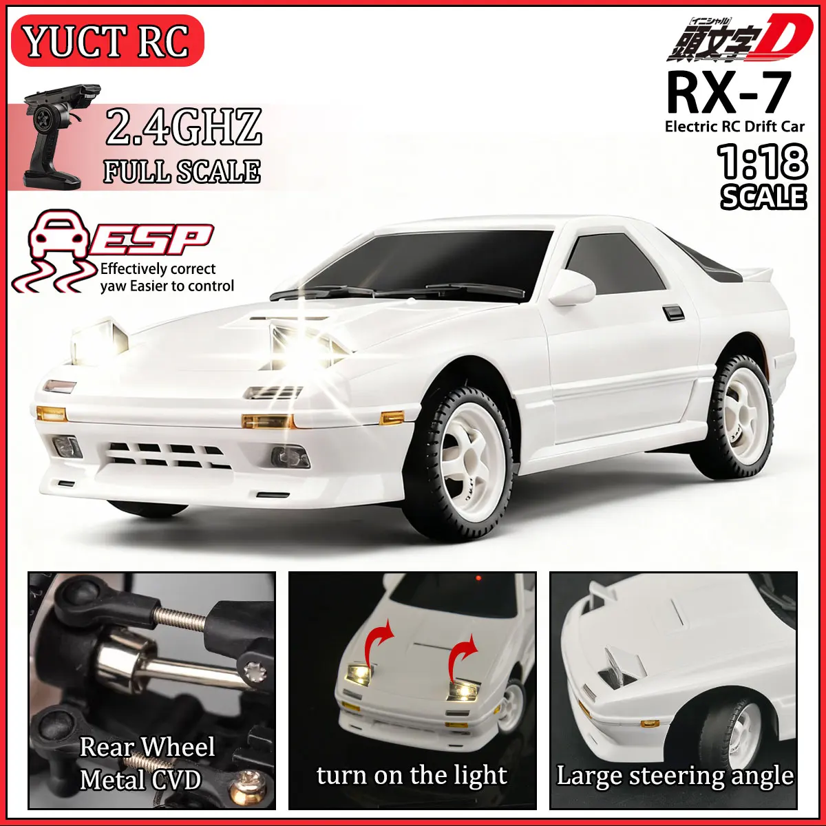 Радиоуправляемая дрифт-машинка LDRC LD1802 1:18 RX-7 JDM, 2.4G, с гироскопом ESP и LED-подсветкой, гоночная игрушка для детей, взрослых и любителей хобби
Радиоуправляемая дрифт-машинка LDRC LD1802 1:18 RX-7 JDM, 2.4G, с гироскопом ESP и LED-подсветкой, гоночная игрушка для детей, взрослых и любителей хобби