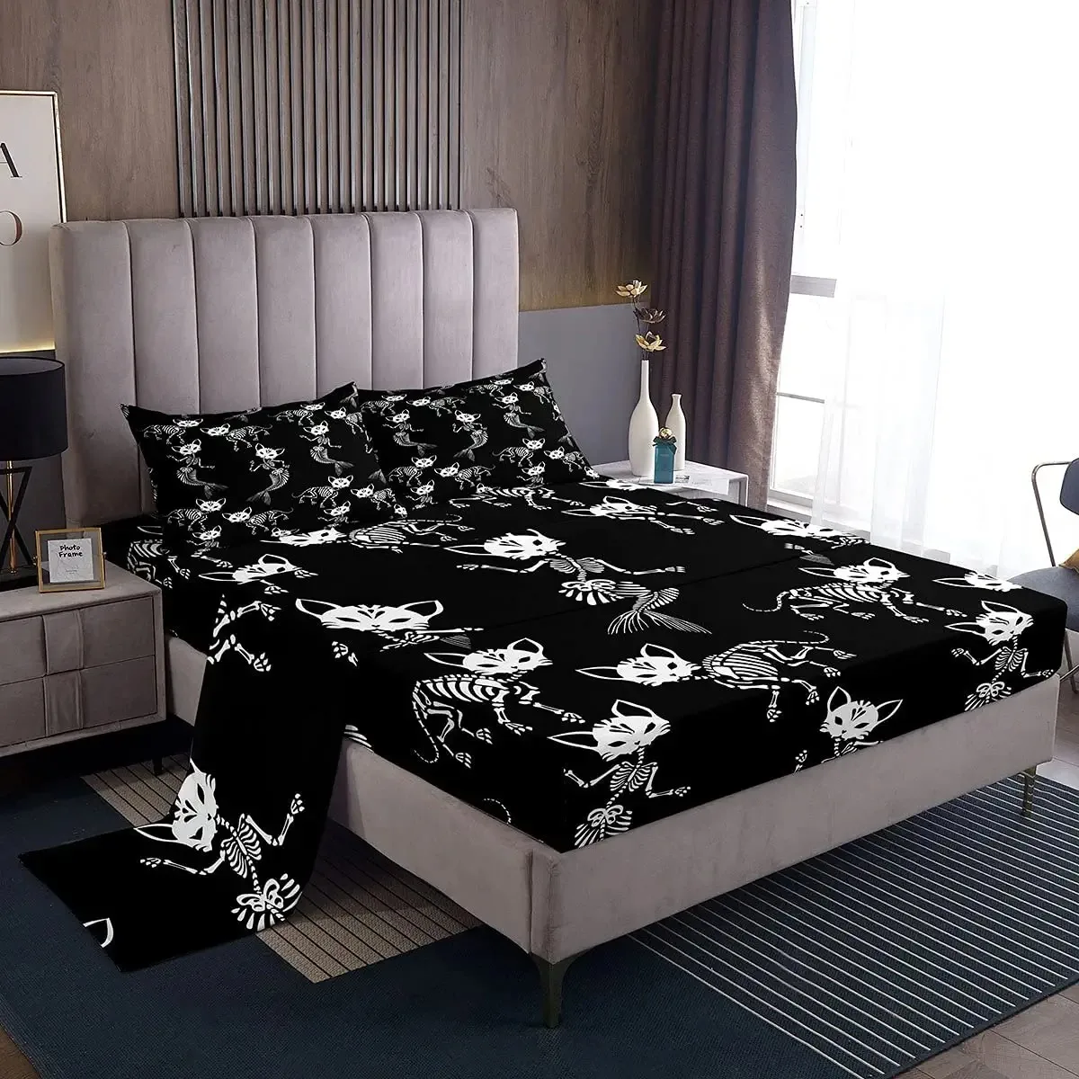 Sugar Skull Bed Sheets Mermaid Cat Skeletons Sheet Set for Kids Teens Cat Skeleton Halloween Sheet Set Room Decor 4Pcs Full Size
Sugar Skull Bed Sheets Mermaid Cat Skeletons Sheet Set for Kids Teens Cat Skeleton Halloween Sheet Set Room Decor 4Pcs Full Size