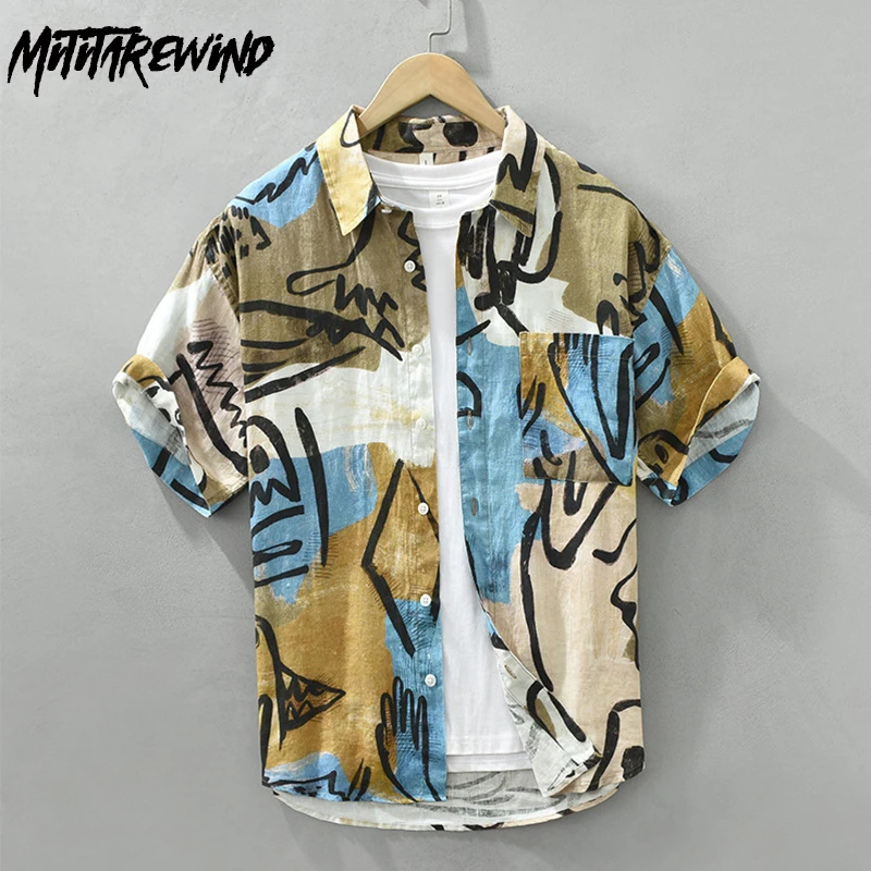 New Trendy Printed Shirts Men Summer Holiday Casual Beach Breathable Tops Pocket Short Sleeve 100% Linen Shirt Youth Loose Shirt
New Trendy Printed Shirts Men Summer Holiday Casual Beach Breathable Tops Pocket Short Sleeve 100% Linen Shirt Youth Loose Shirt