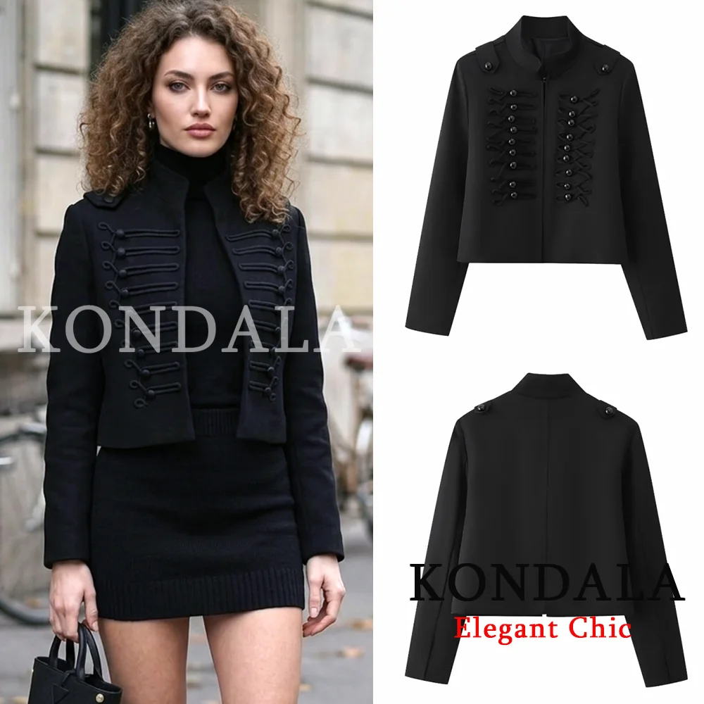 KONDALA Women High Street Napoleon Jacket Single Breasted Stand Collar Hussar Short Coat New Fashion 2026 Spring Summer Jacket
KONDALA Women High Street Napoleon Jacket Single Breasted Stand Collar Hussar Short Coat New Fashion 2026 Spring Summer Jacket