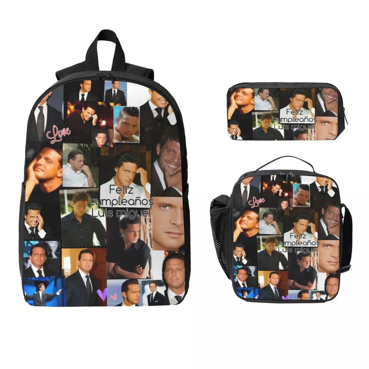 3Pcs Luis Miguel School bags Set for Boy Girl El Sol De Mexico Singer Pen Bags Backpack Sets with Lunch Box F
3Pcs Luis Miguel School bags Set for Boy Girl El Sol De Mexico Singer Pen Bags Backpack Sets with Lunch Box F