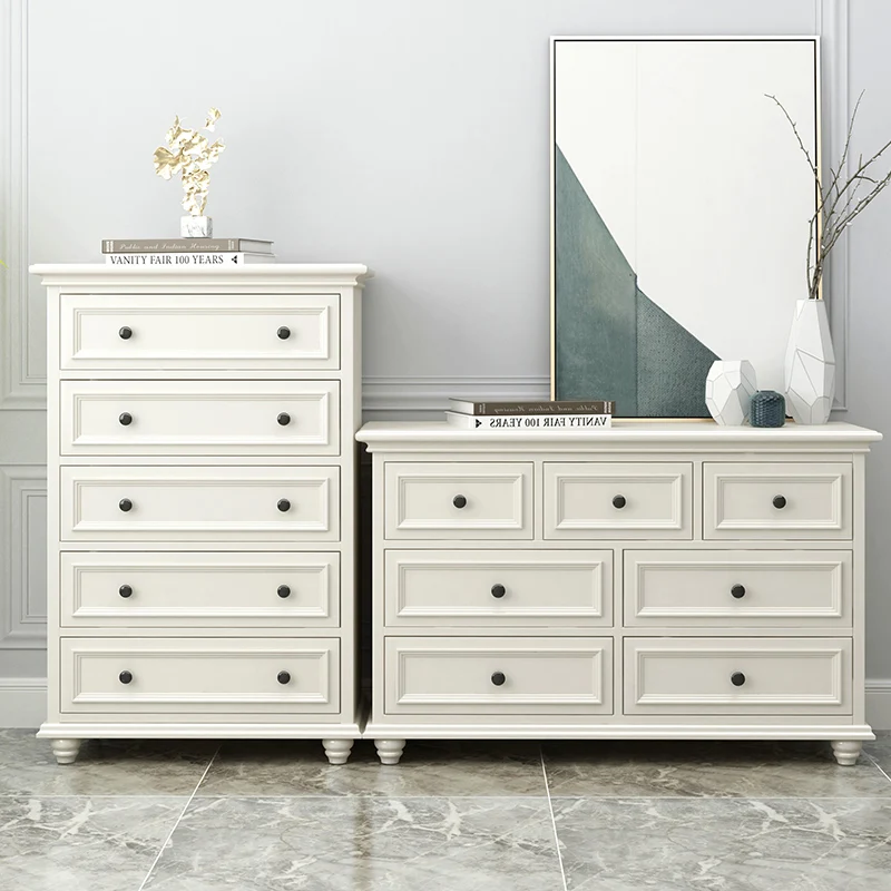 American chest of drawers solid wood bedroom modern simple living room 679 bucket cabinet white light luxury storage locker 
American chest of drawers solid wood bedroom modern simple living room 679 bucket cabinet white light luxury storage locker